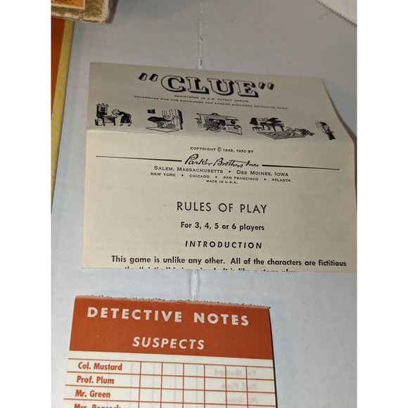 Vintage 1963 Original CLUE Detective Board Game Parker Brothers Complete - Picture 5 of 15